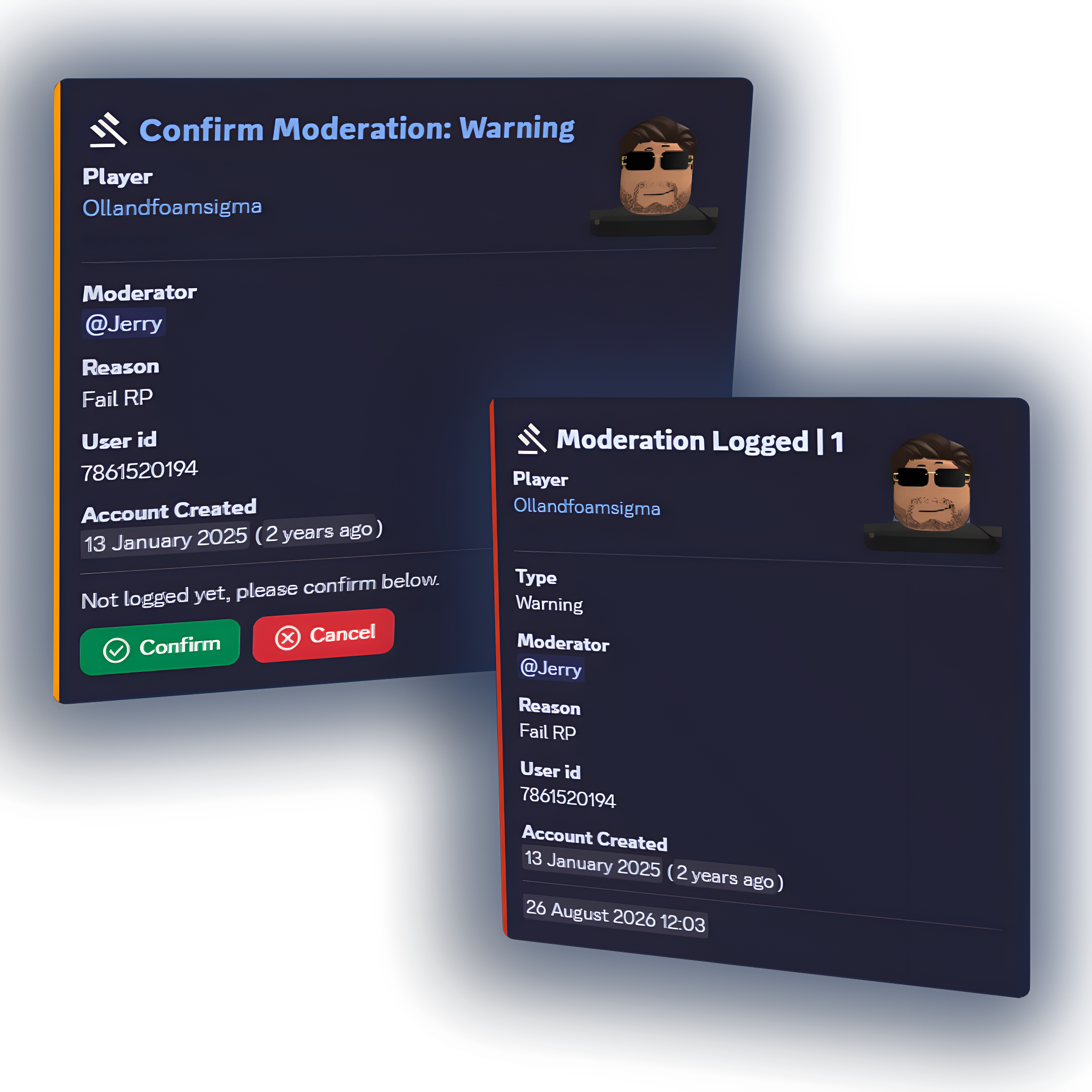 Moderation log preview